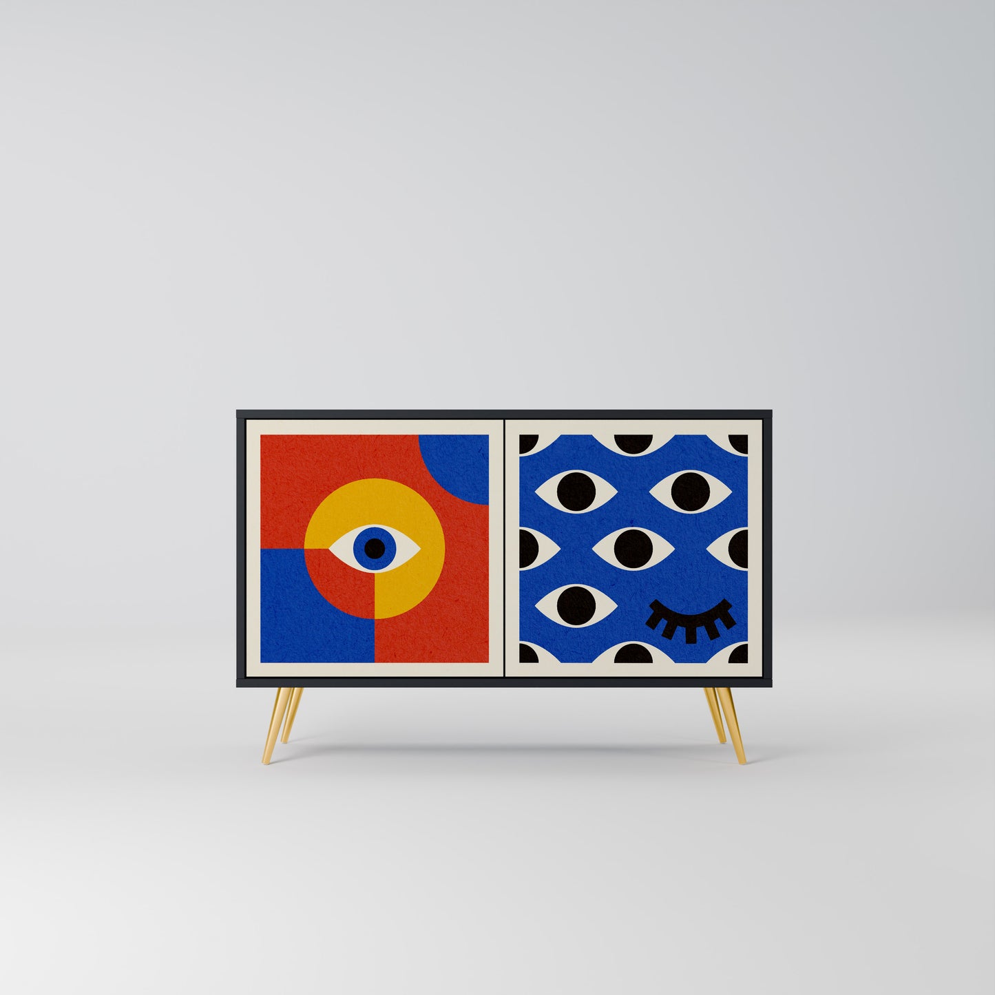GEOMETRIC EYES 2-dörrars skänk i svart finish