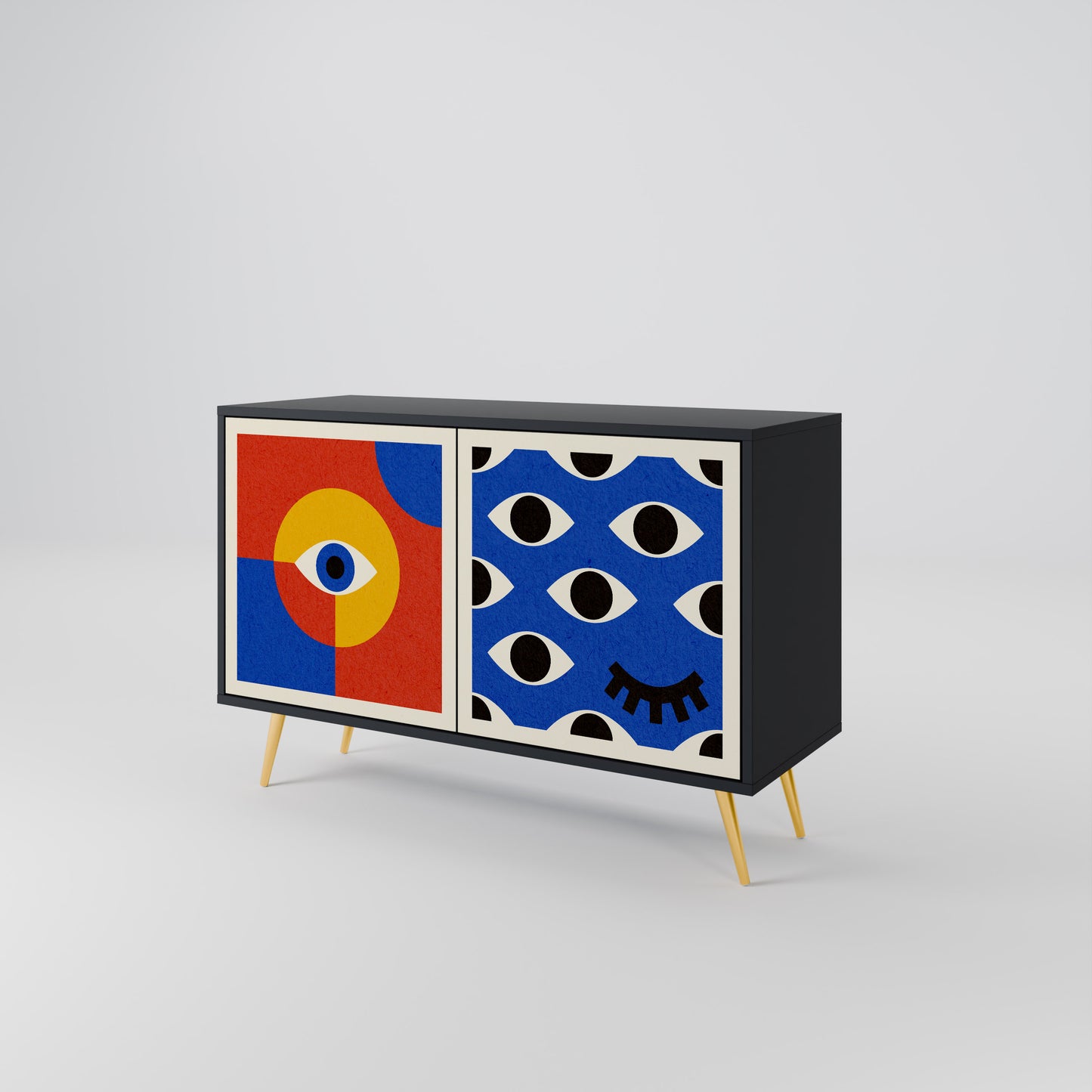 GEOMETRIC EYES 2-dörrars skänk i svart finish