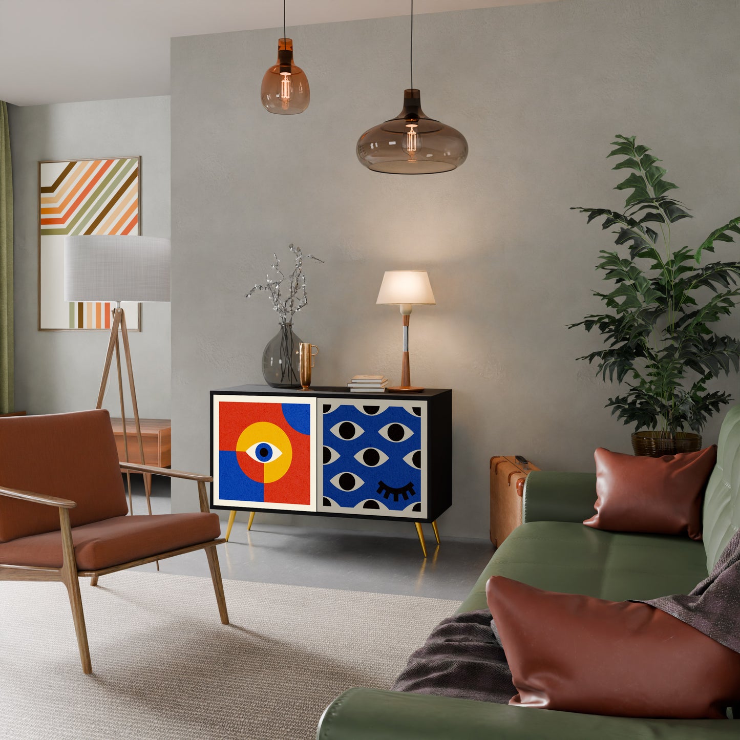 GEOMETRIC EYES 2-dörrars skänk i svart finish