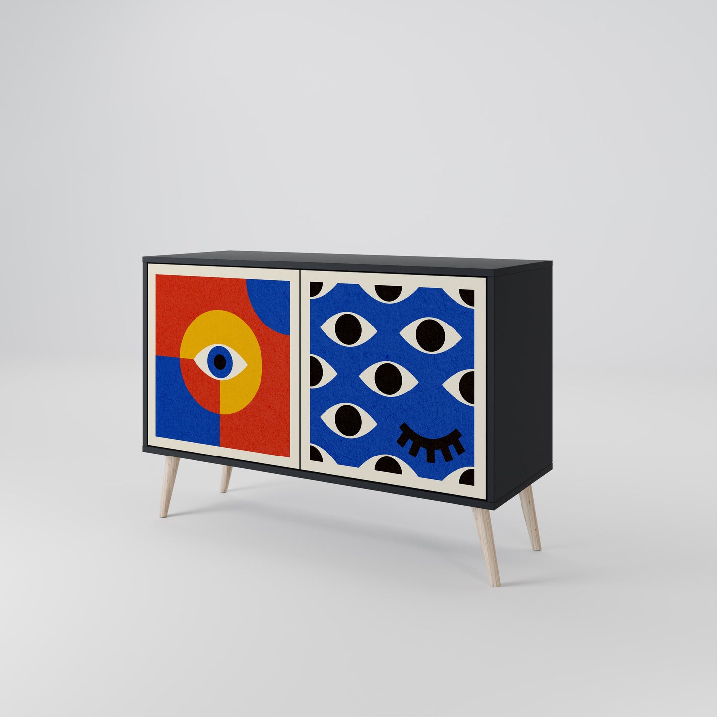 GEOMETRIC EYES 2-dörrars skänk i svart finish