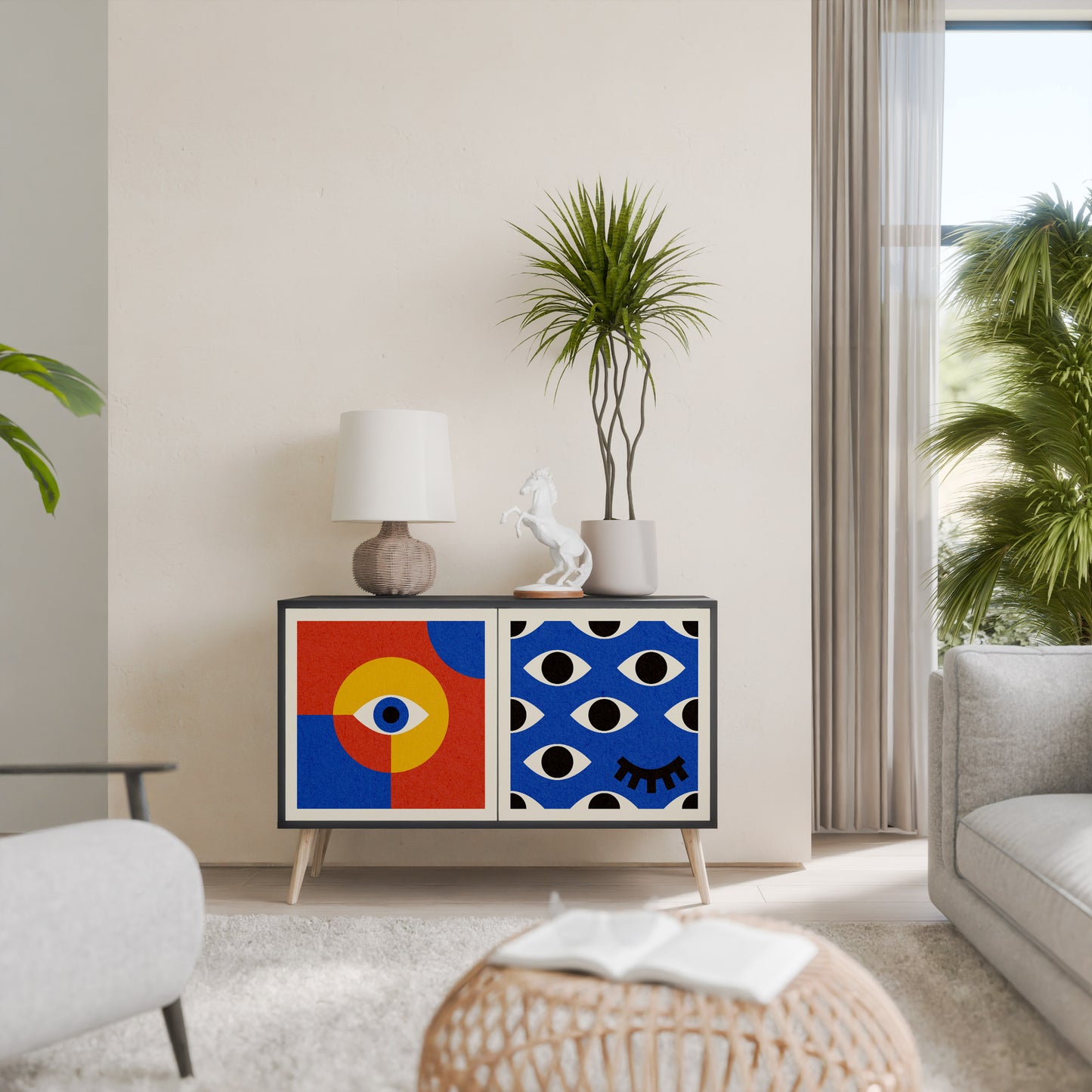 GEOMETRIC EYES 2-dörrars skänk i svart finish