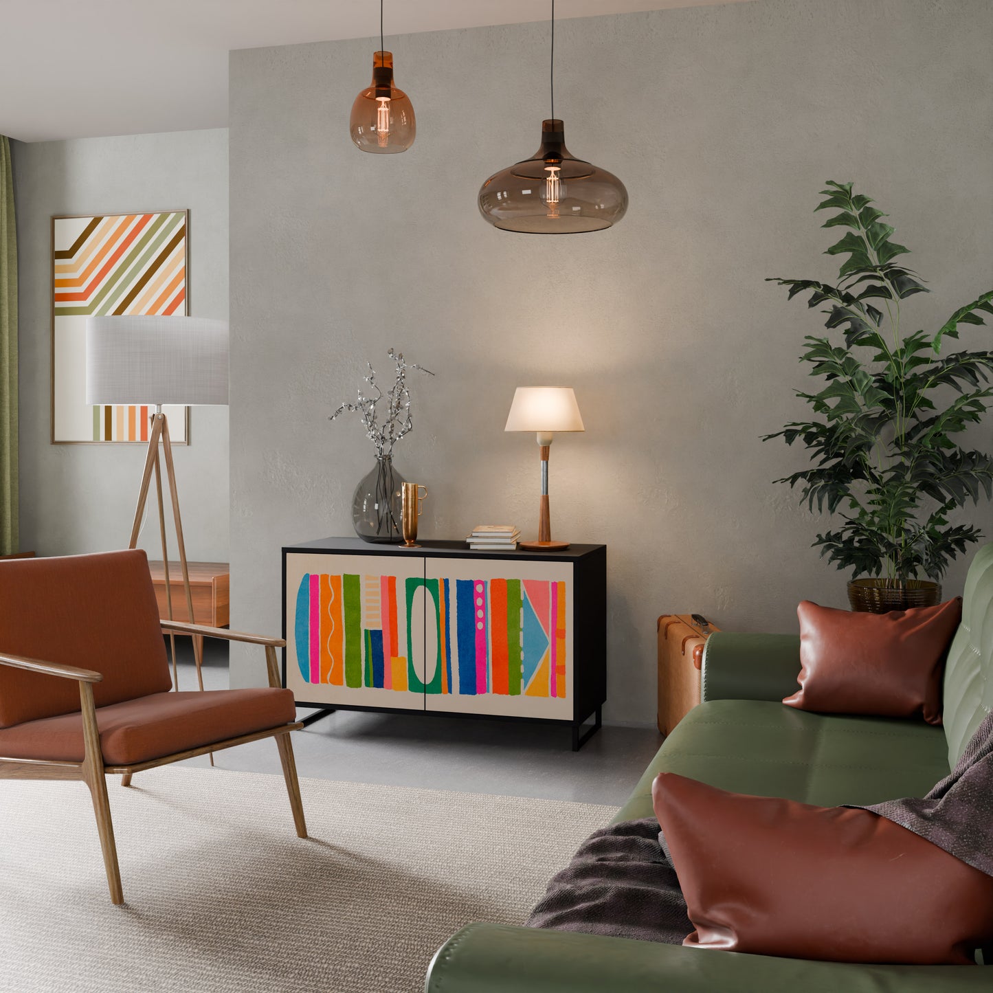 GEOMETRIC SHINE 2-dörrars skänk i svart finish