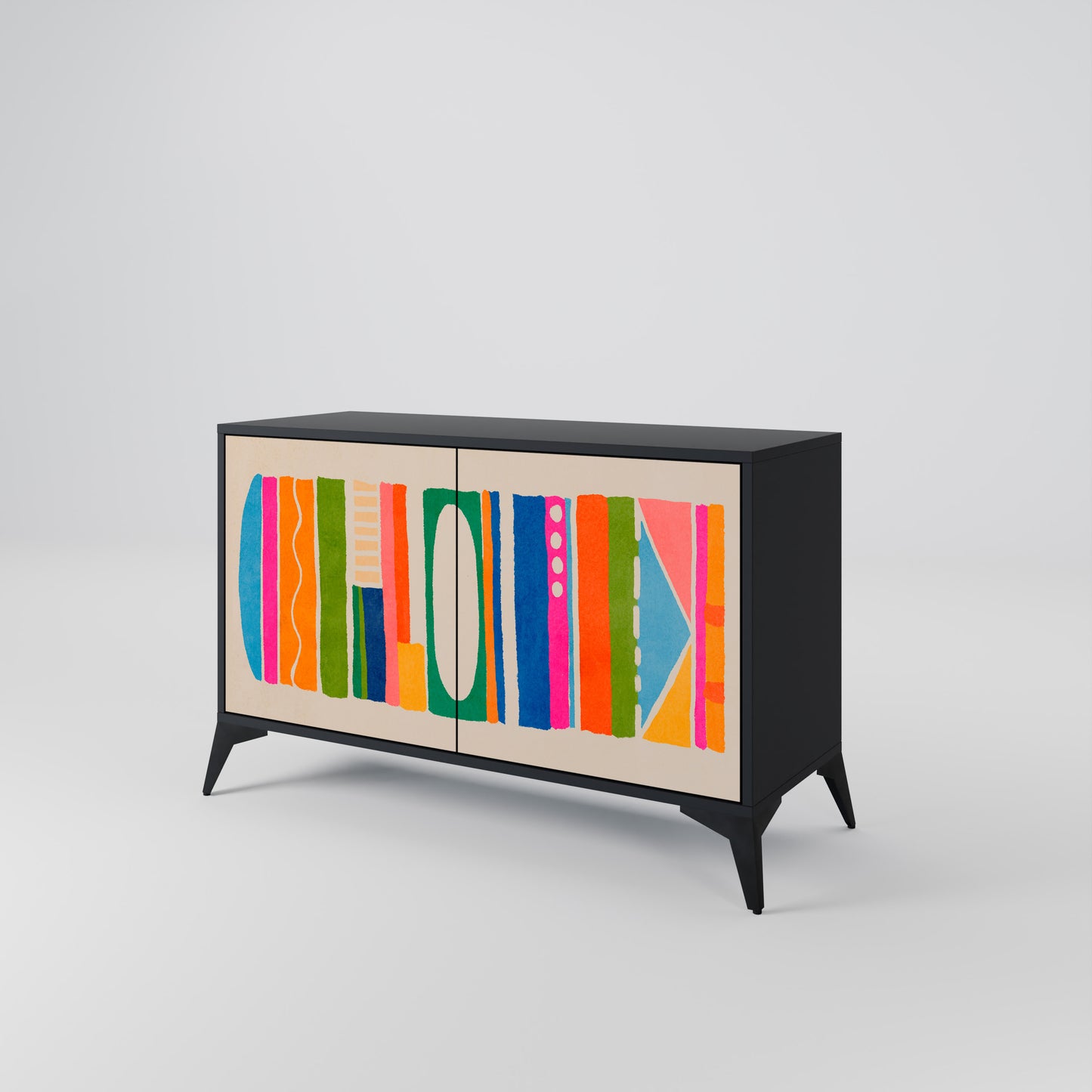 GEOMETRIC SHINE 2-dörrars skänk i svart finish