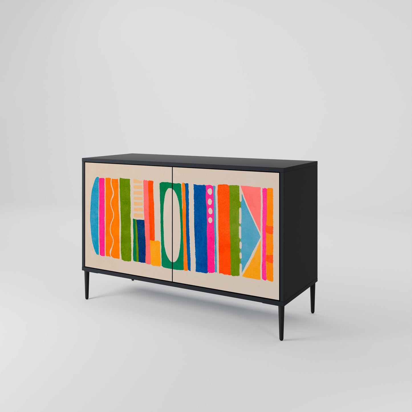 GEOMETRIC SHINE 2-dörrars skänk i svart finish