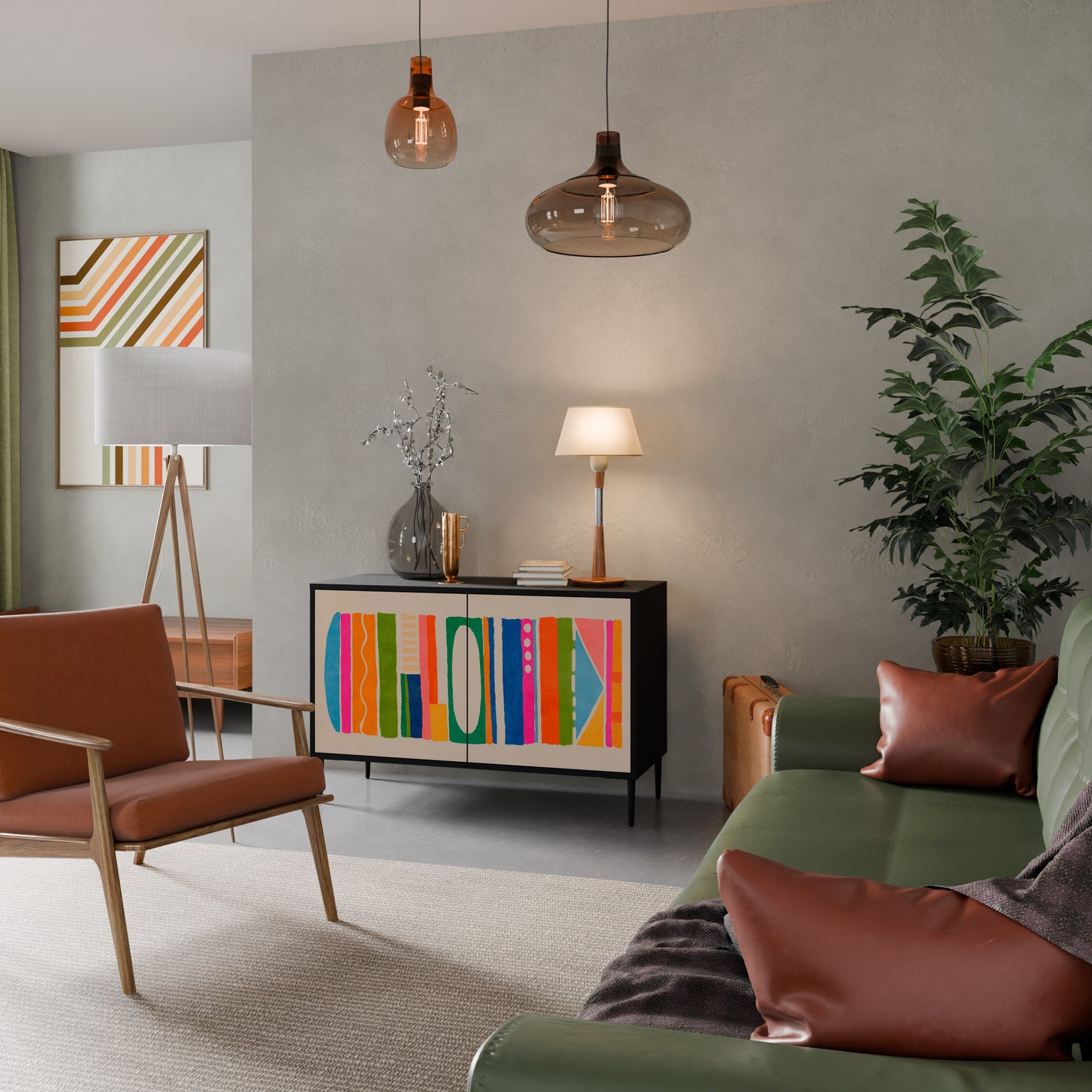 GEOMETRIC SHINE 2-dörrars skänk i svart finish