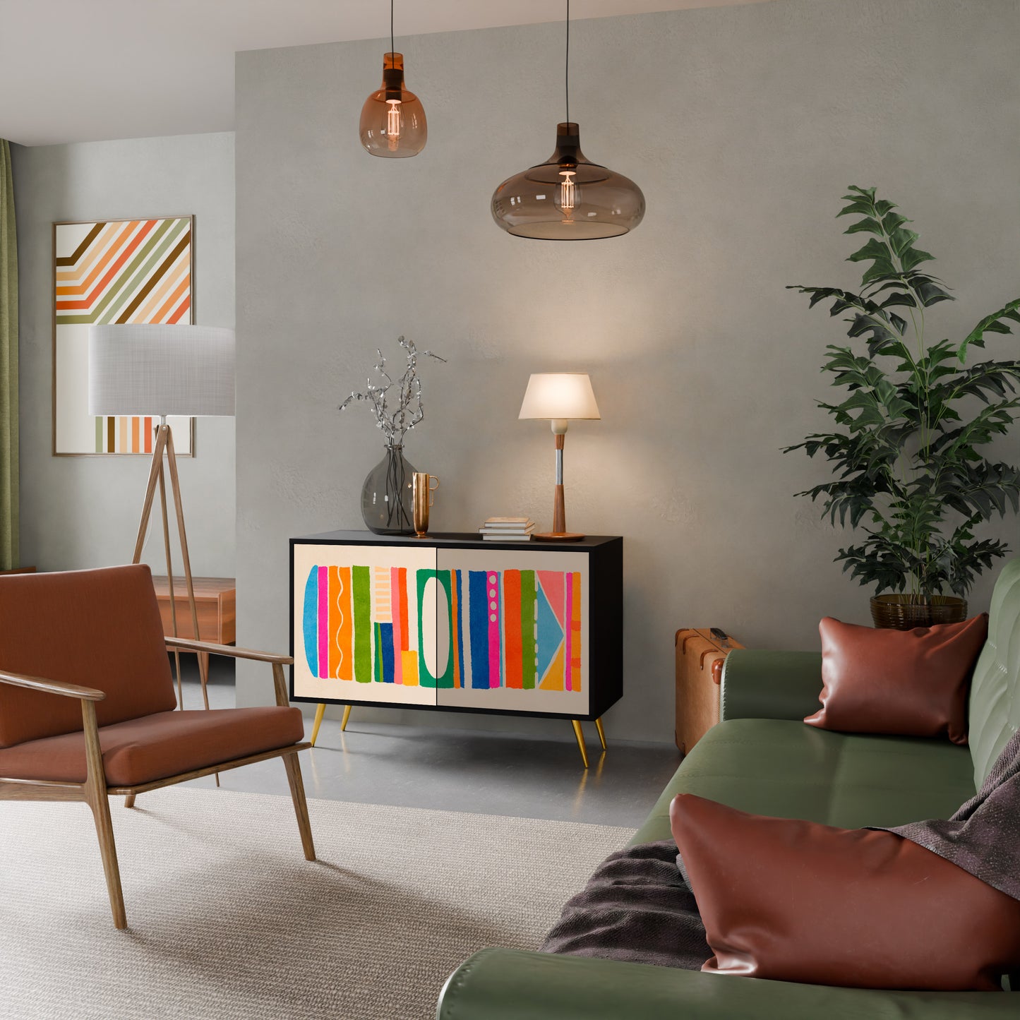 GEOMETRIC SHINE 2-dörrars skänk i svart finish