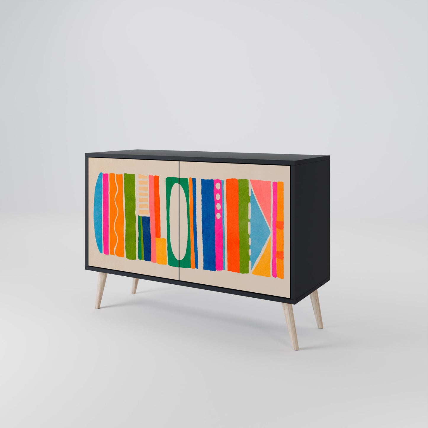 GEOMETRIC SHINE 2-dörrars skänk i svart finish