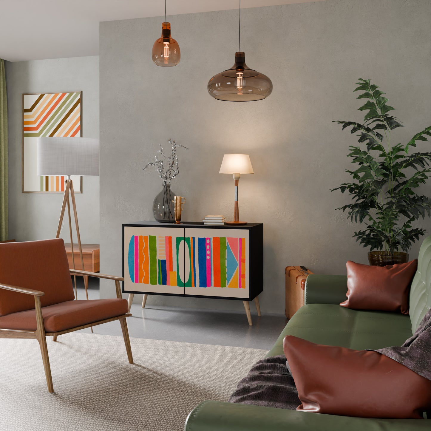 GEOMETRIC SHINE 2-dörrars skänk i svart finish