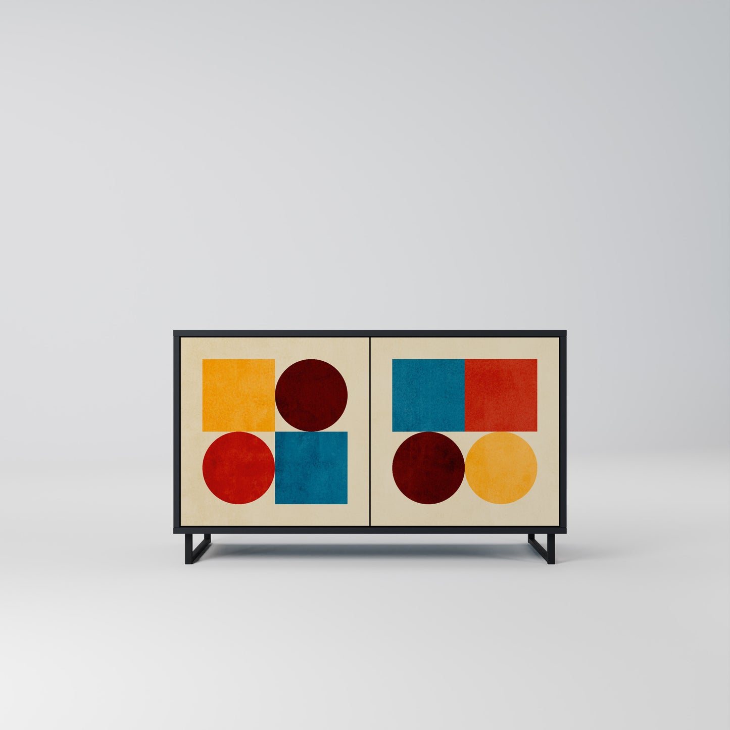 GEOMETRIC PUZZLE 2-dörrars skänk i svart finish