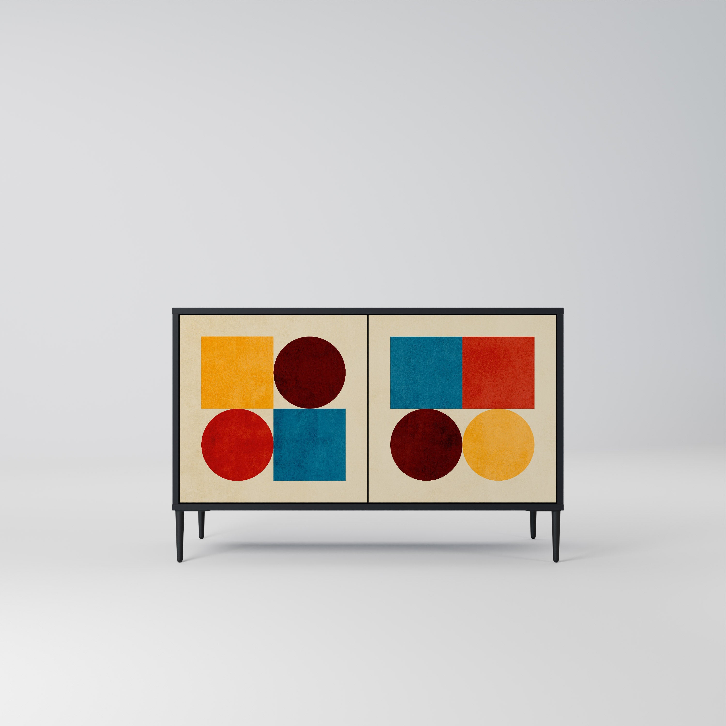 GEOMETRIC PUZZLE 2-dörrars skänk i svart finish