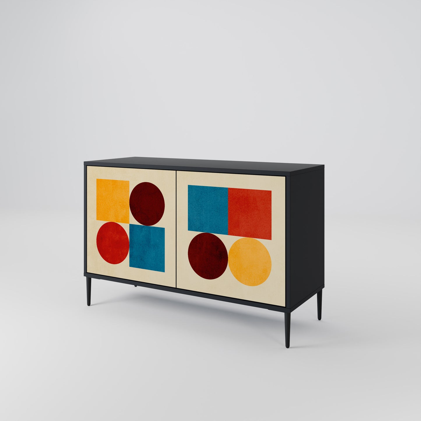 GEOMETRIC PUZZLE 2-dörrars skänk i svart finish