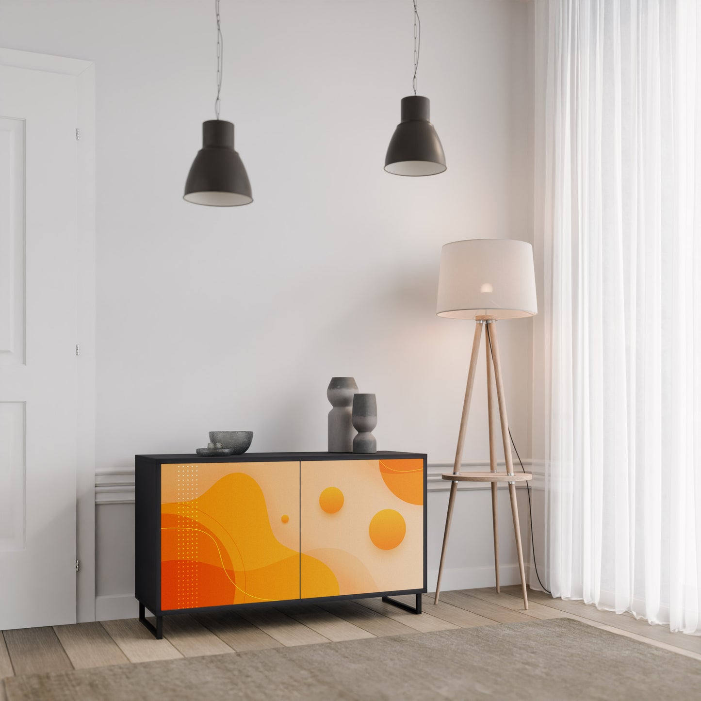 ORANGE ORDNING 2-dörrars skänk i svart finish