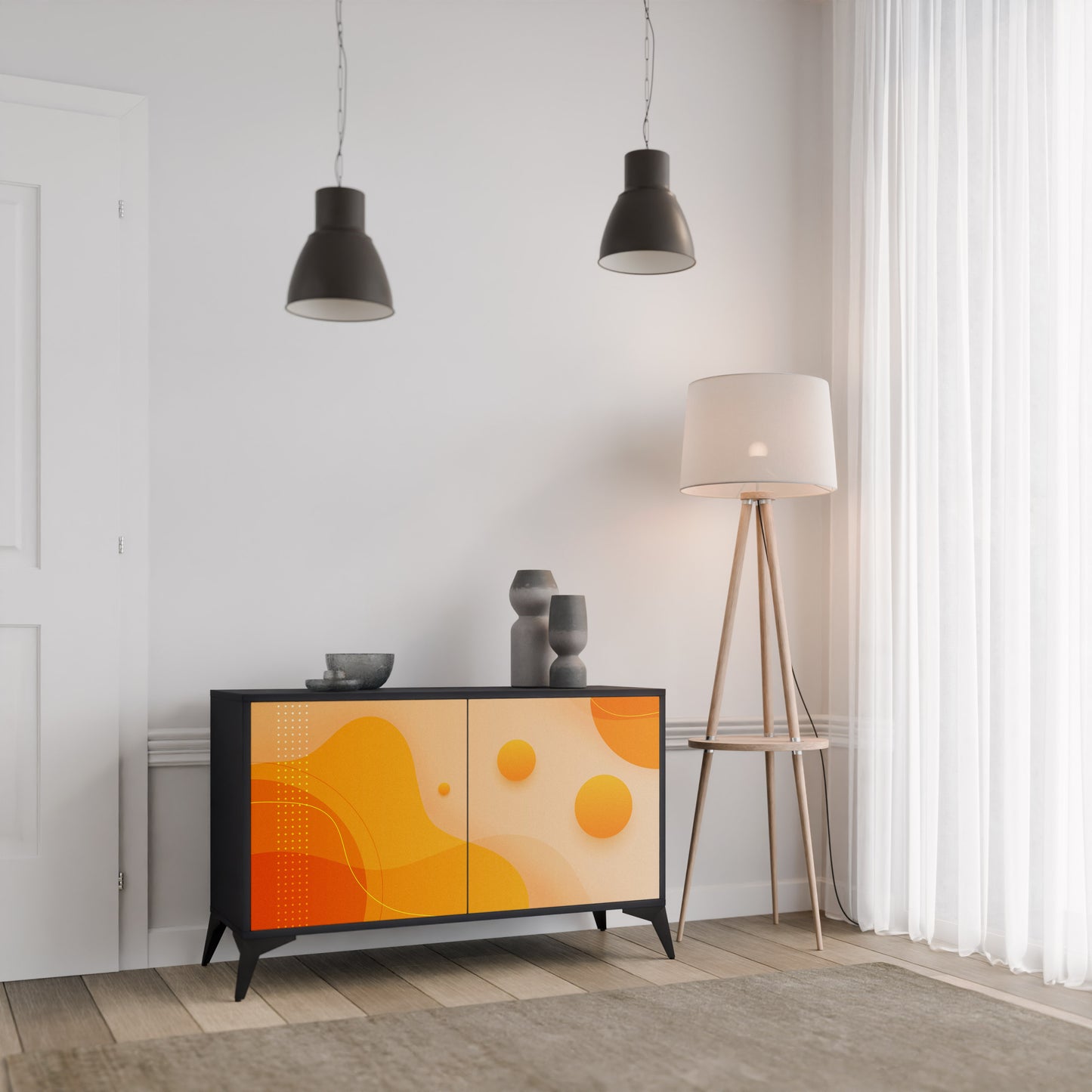 ORANGE ORDNING 2-dörrars skänk i svart finish