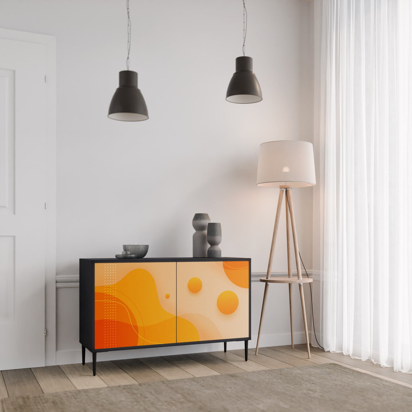 ORANGE ORDNING 2-dörrars skänk i svart finish