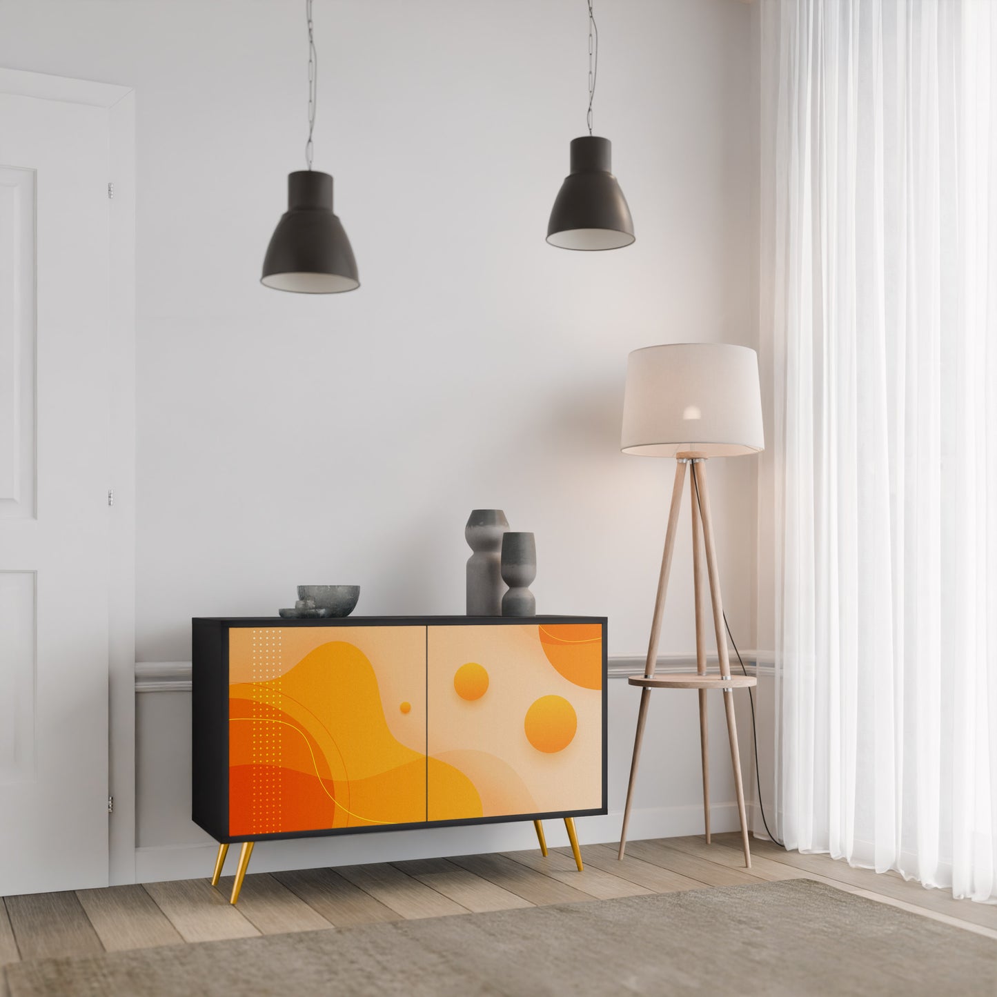 ORANGE ORDNING 2-dörrars skänk i svart finish