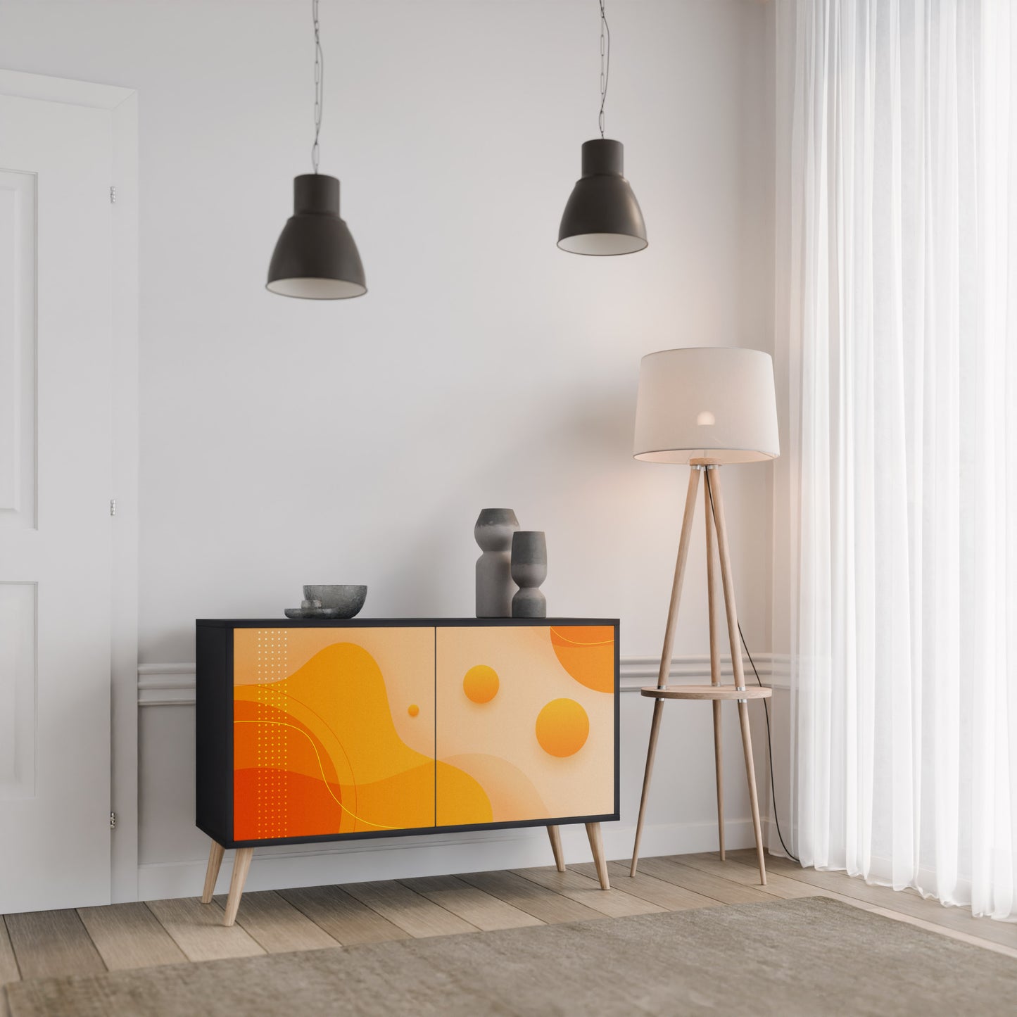 ORANGE ORDNING 2-dörrars skänk i svart finish