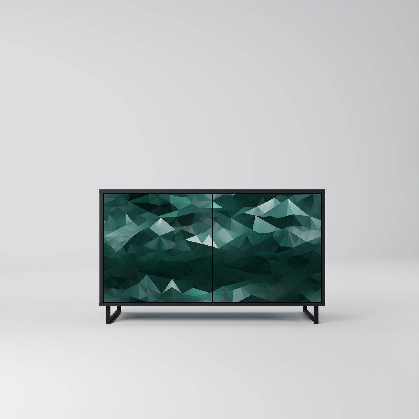 POLYGONAL FLYTANDE 2-dörrars skänk i svart finish