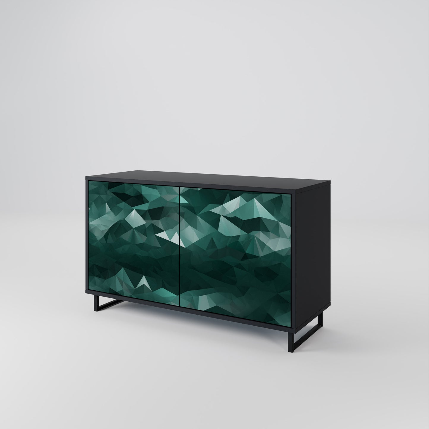 POLYGONAL FLYTANDE 2-dörrars skänk i svart finish