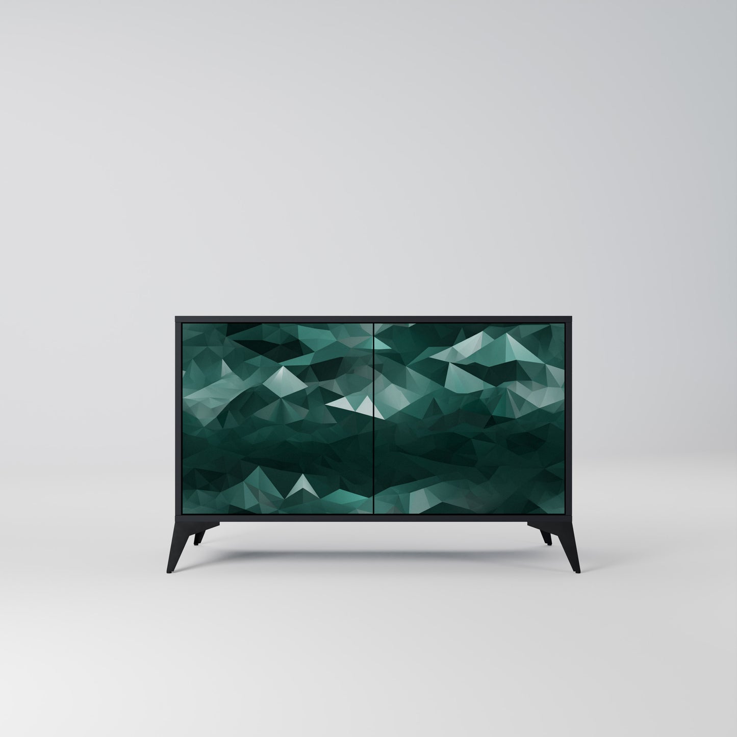 POLYGONAL FLYTANDE 2-dörrars skänk i svart finish