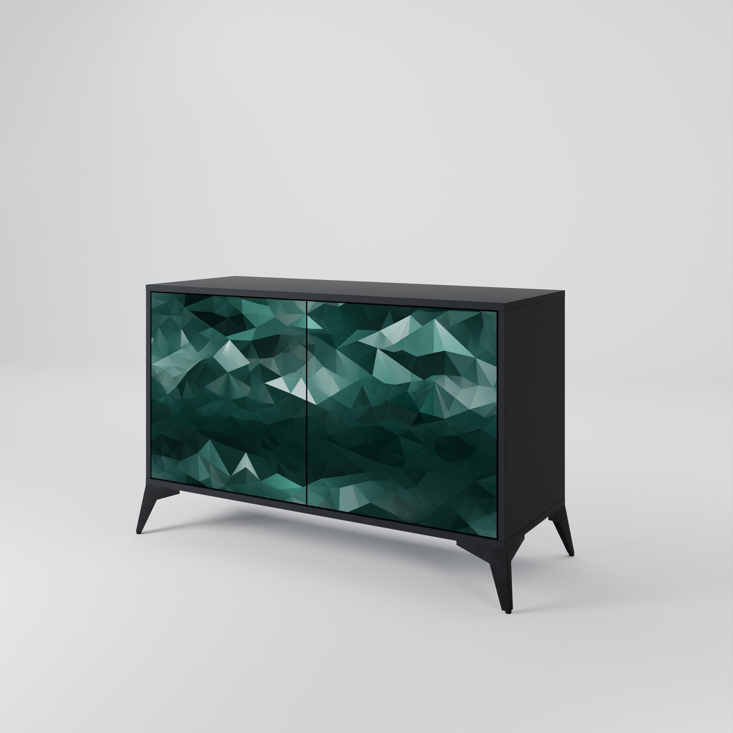 POLYGONAL FLYTANDE 2-dörrars skänk i svart finish