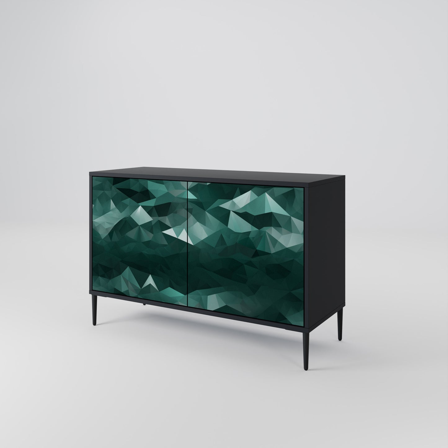 POLYGONAL FLYTANDE 2-dörrars skänk i svart finish