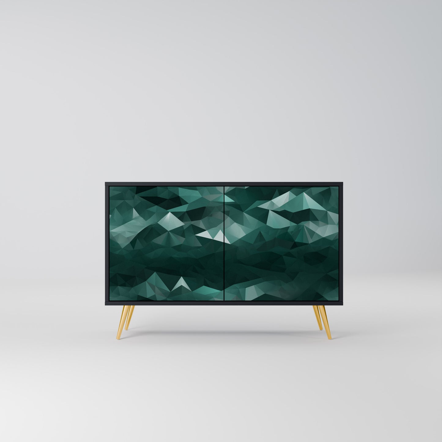 POLYGONAL FLYTANDE 2-dörrars skänk i svart finish