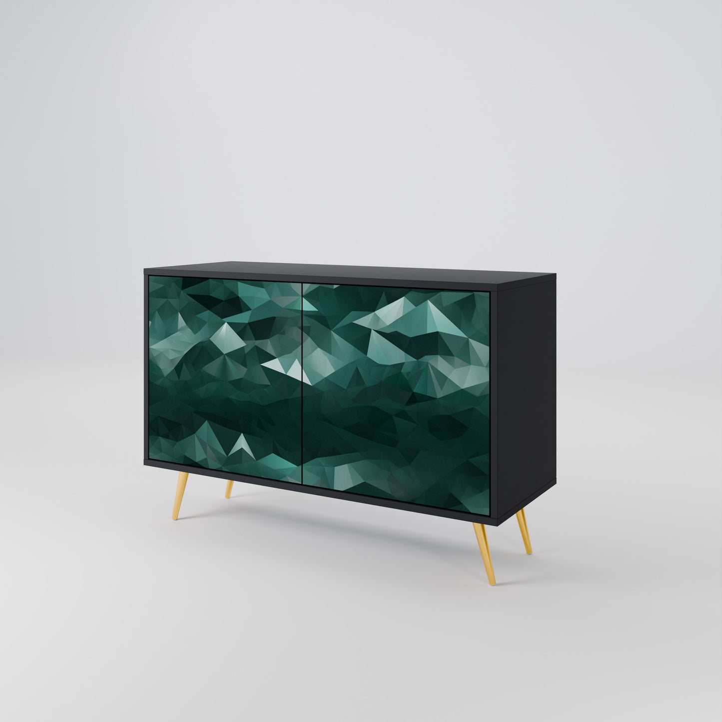 POLYGONAL FLYTANDE 2-dörrars skänk i svart finish