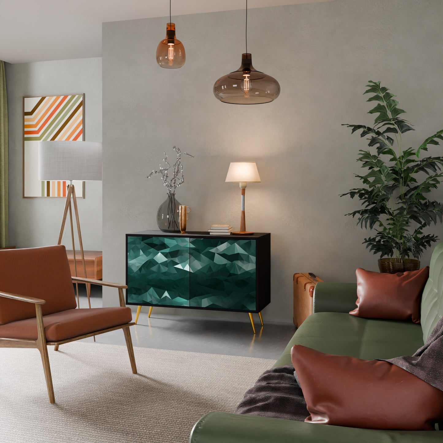 POLYGONAL FLYTANDE 2-dörrars skänk i svart finish
