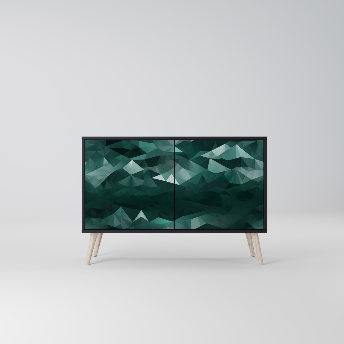 POLYGONAL FLYTANDE 2-dörrars skänk i svart finish