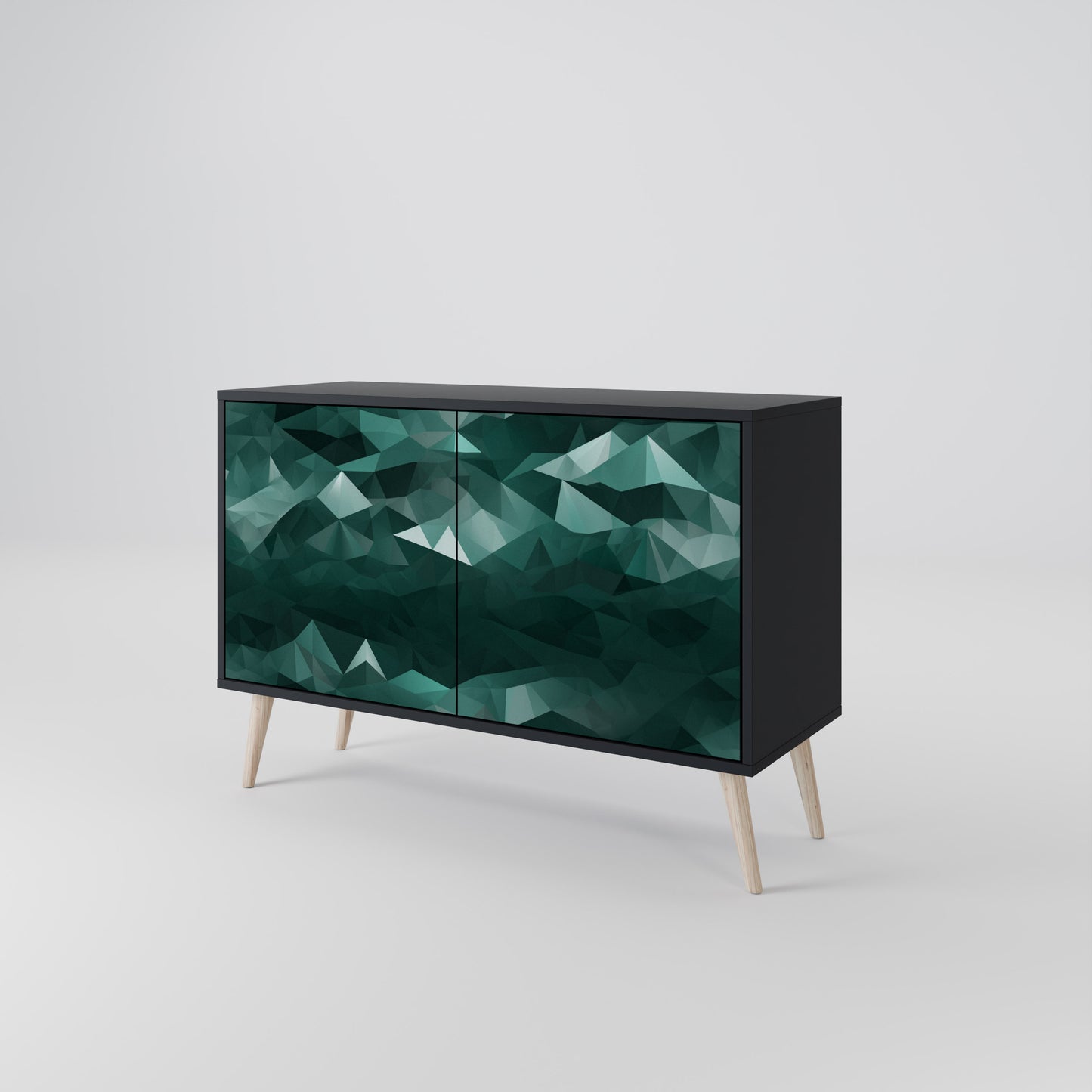 POLYGONAL FLYTANDE 2-dörrars skänk i svart finish