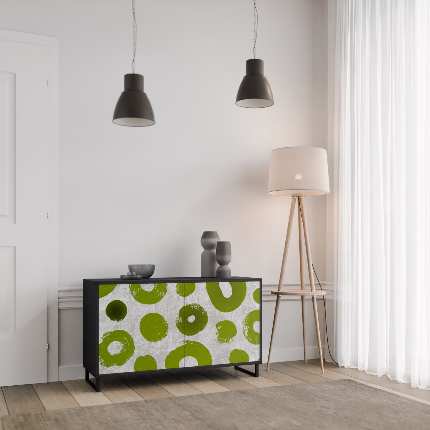 GREEN RHAPSODY 2-dörrars skänk i svart finish