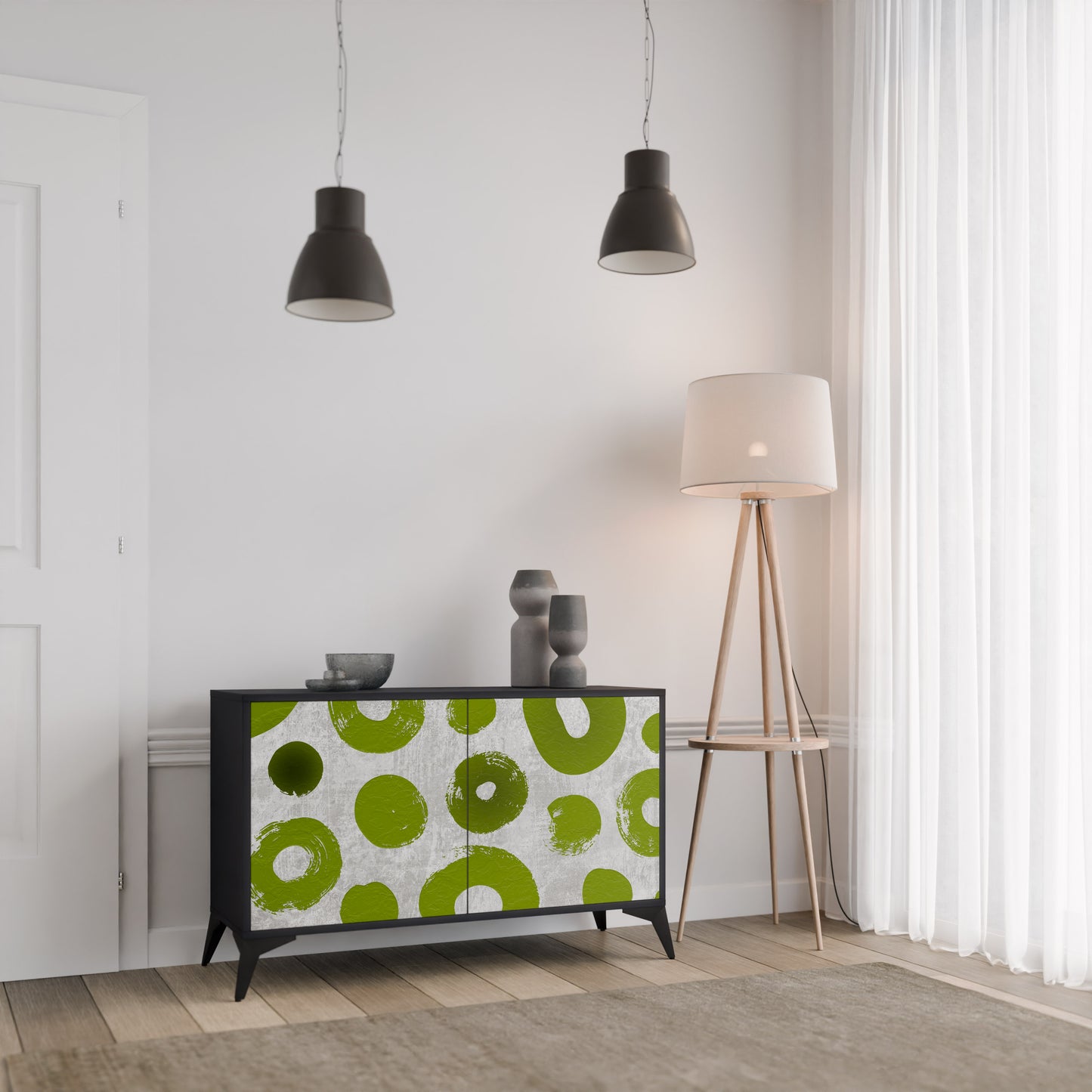 GREEN RHAPSODY 2-dörrars skänk i svart finish