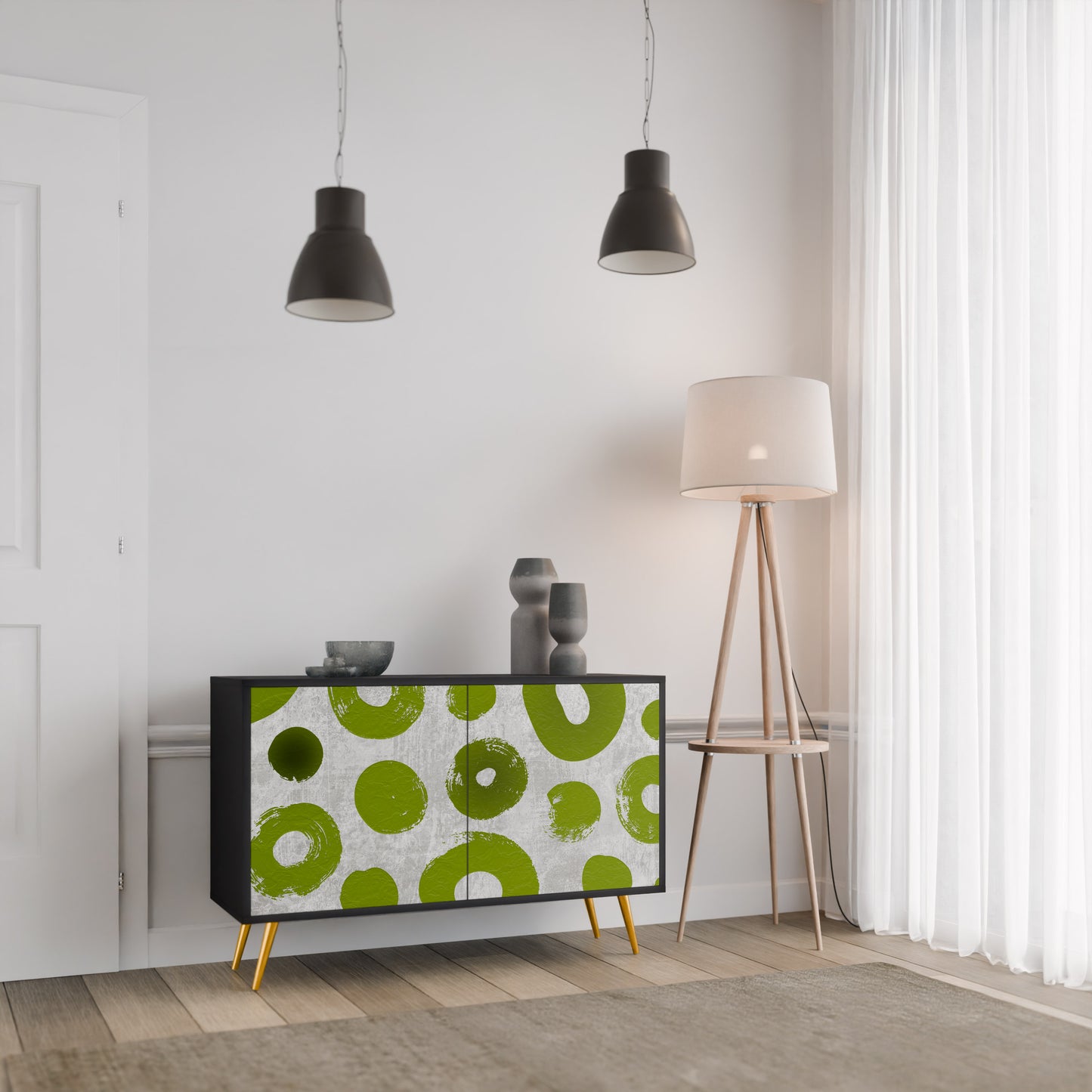GREEN RHAPSODY 2-dörrars skänk i svart finish