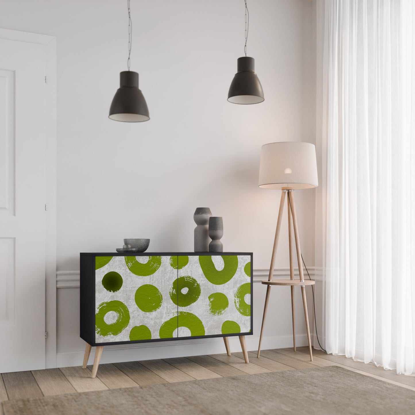 GREEN RHAPSODY 2-dörrars skänk i svart finish
