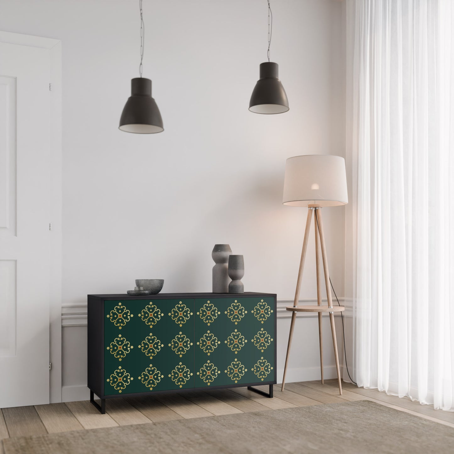 ROYAL MEDALLION 2-dörrars skänk i svart finish