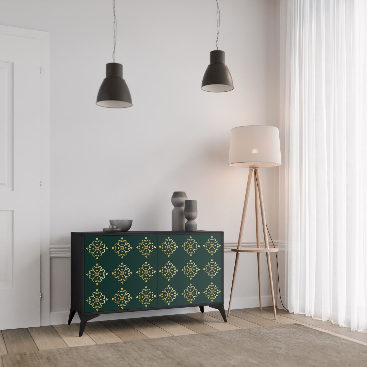 ROYAL MEDALLION 2-dörrars skänk i svart finish