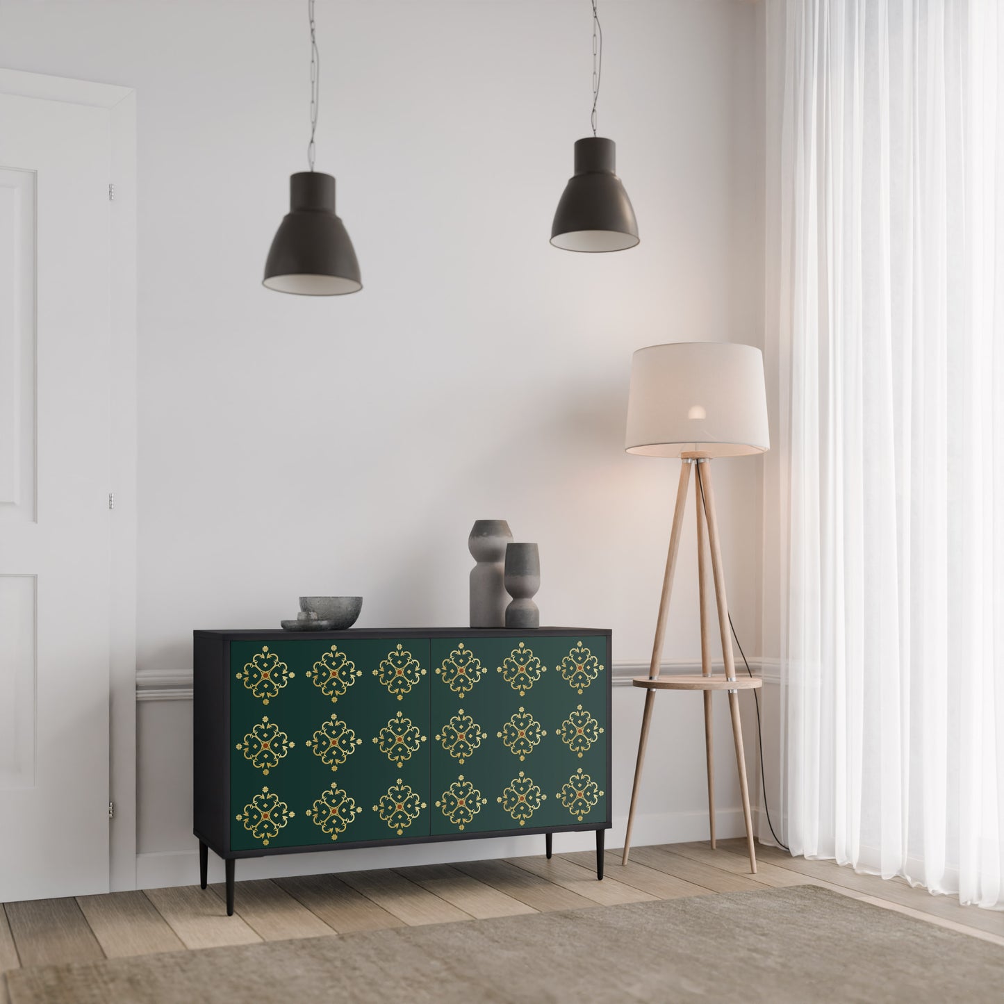 ROYAL MEDALLION 2-dörrars skänk i svart finish
