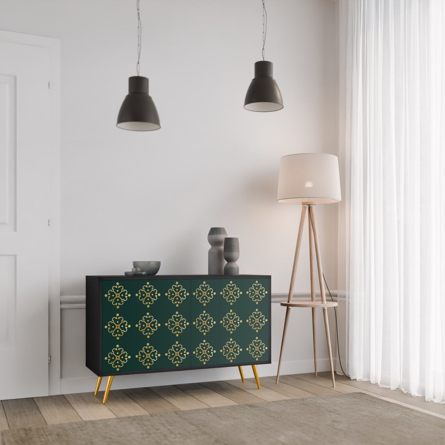ROYAL MEDALLION 2-dörrars skänk i svart finish