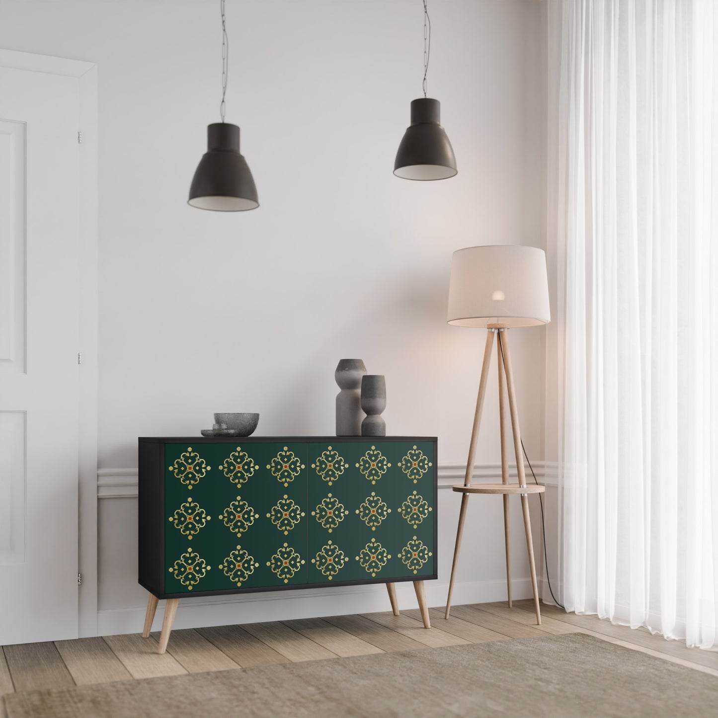 ROYAL MEDALLION 2-dörrars skänk i svart finish