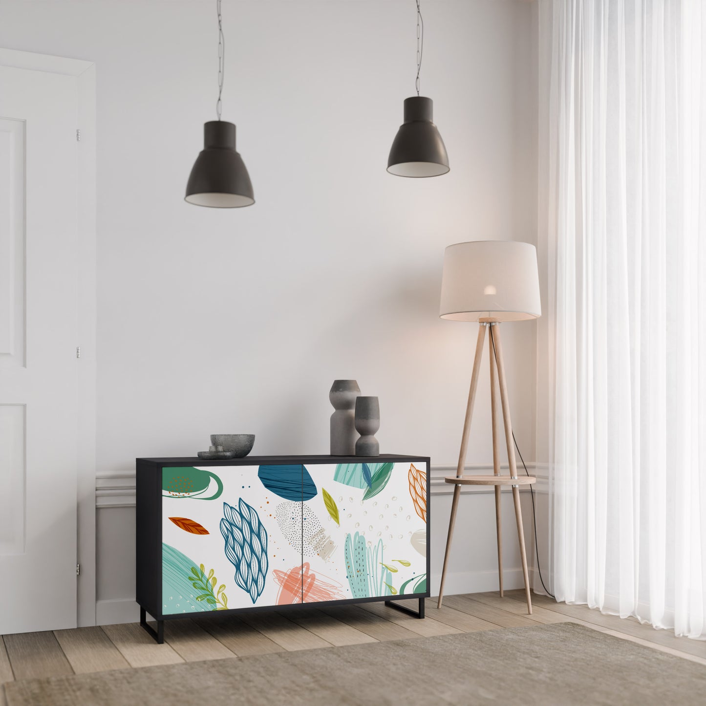 BOTANICAL HURRICANE 2-dörrars skänk i svart finish