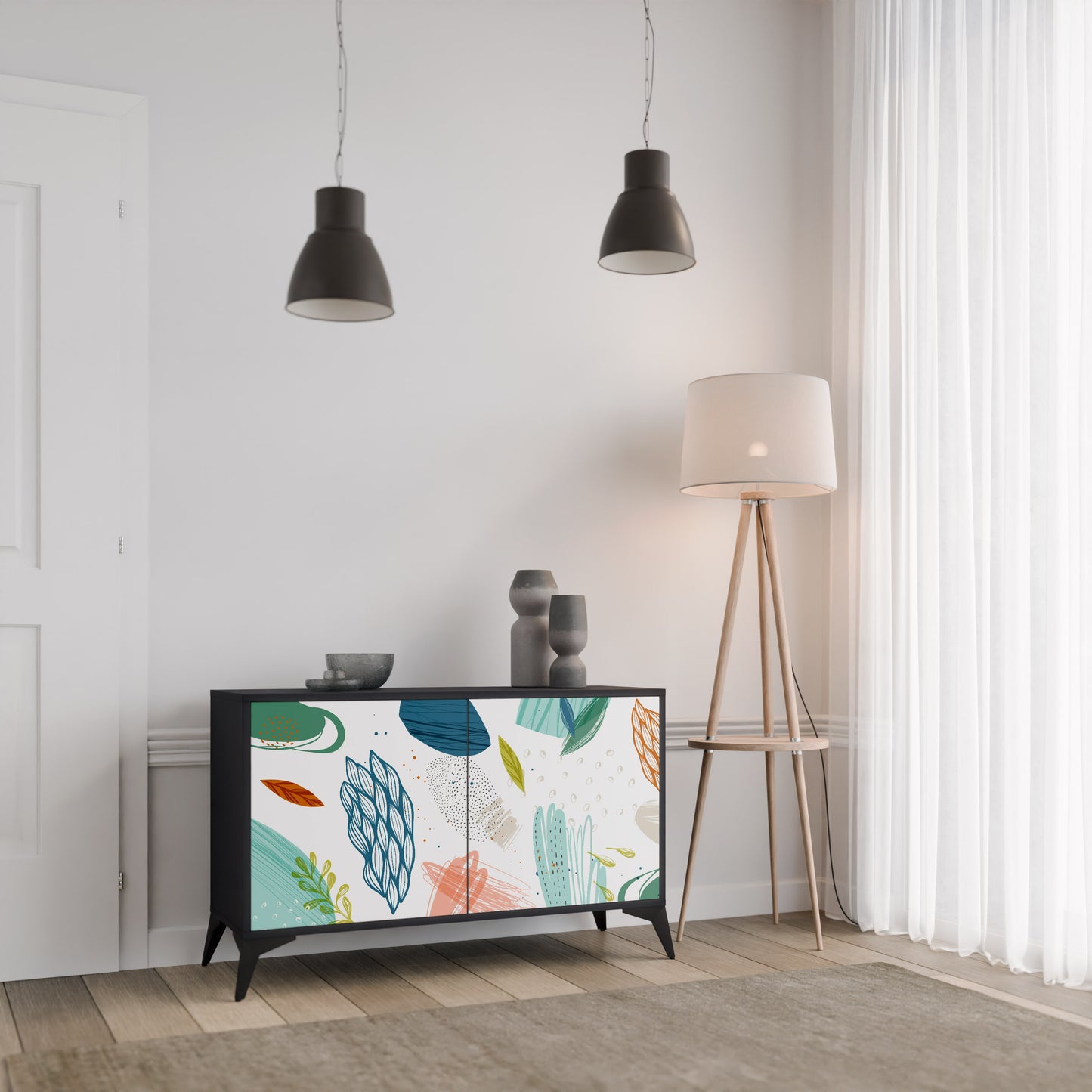BOTANICAL HURRICANE 2-dörrars skänk i svart finish