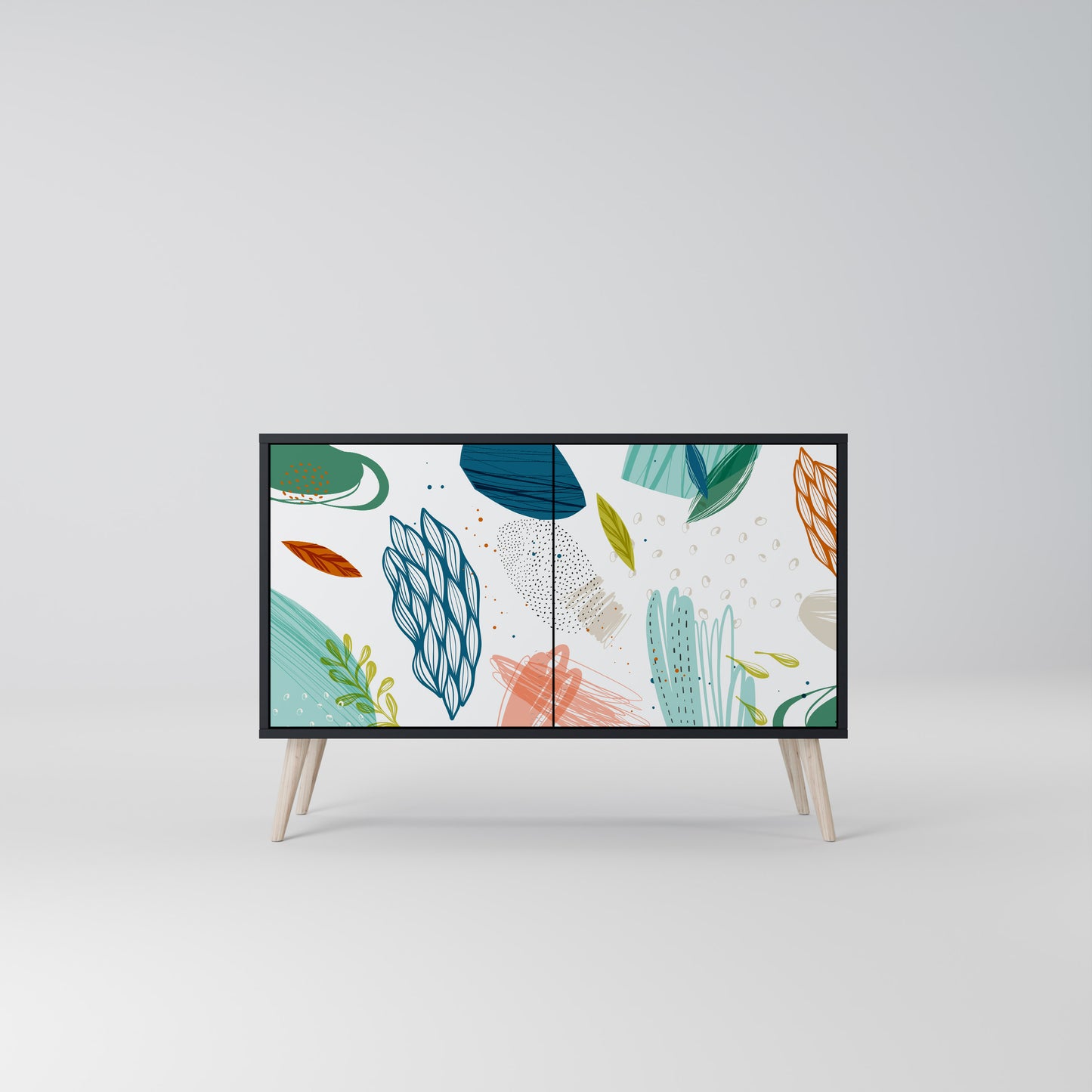 BOTANICAL HURRICANE 2-dörrars skänk i svart finish
