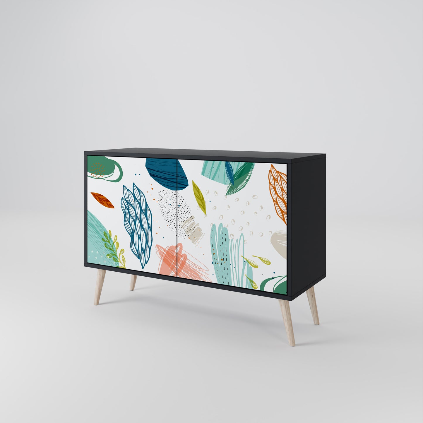BOTANICAL HURRICANE 2-dörrars skänk i svart finish