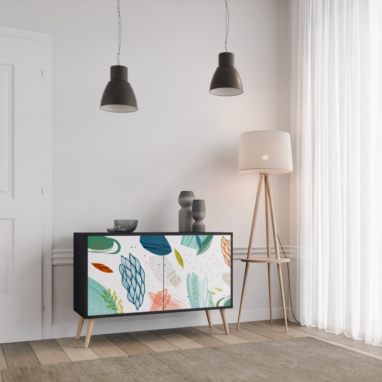 BOTANICAL HURRICANE 2-dörrars skänk i svart finish