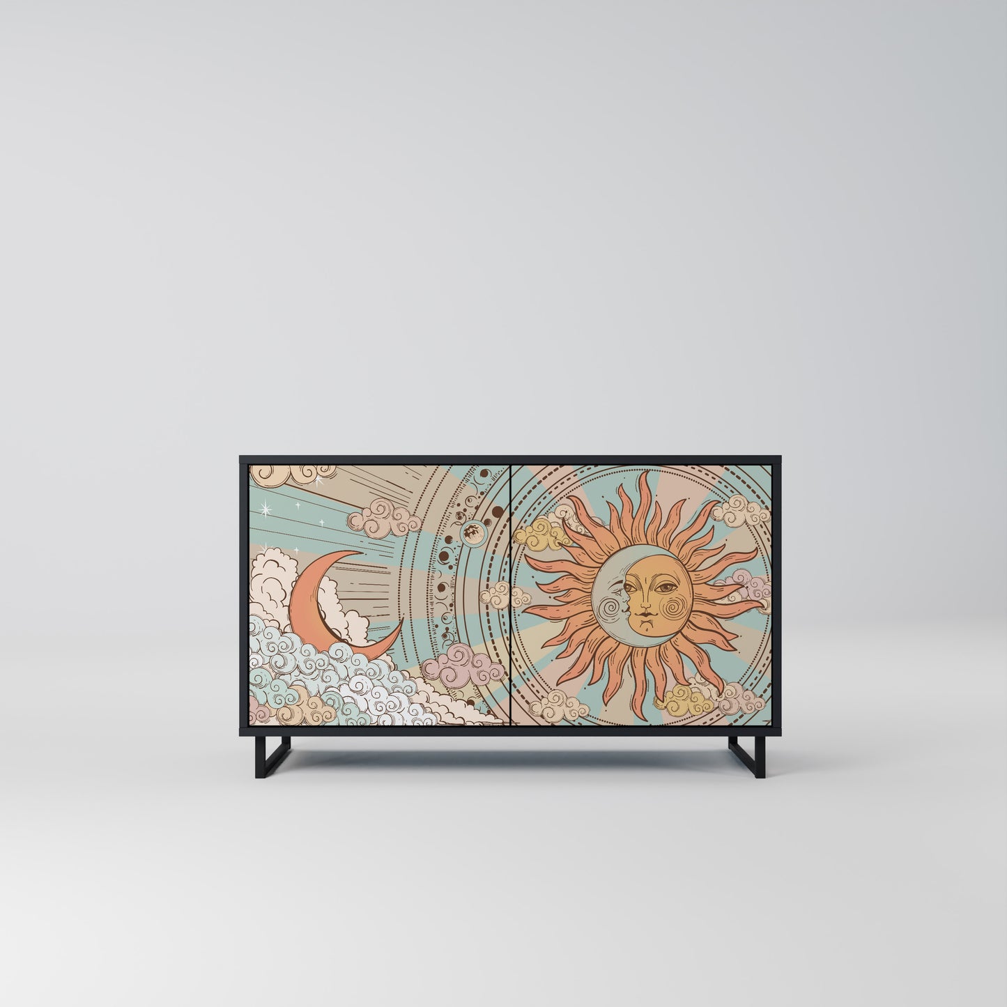 MYSTICAL STRUCTURE 2-Door Sideboard in Black Finish