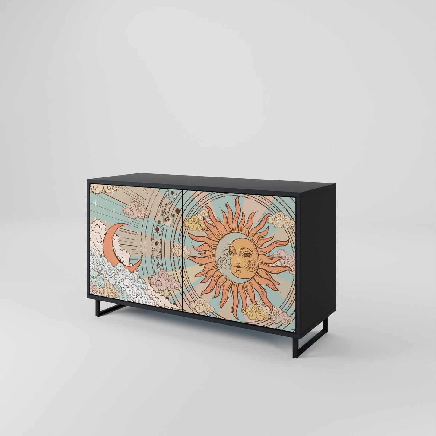 MYSTICAL STRUCTURE 2-Door Sideboard in Black Finish