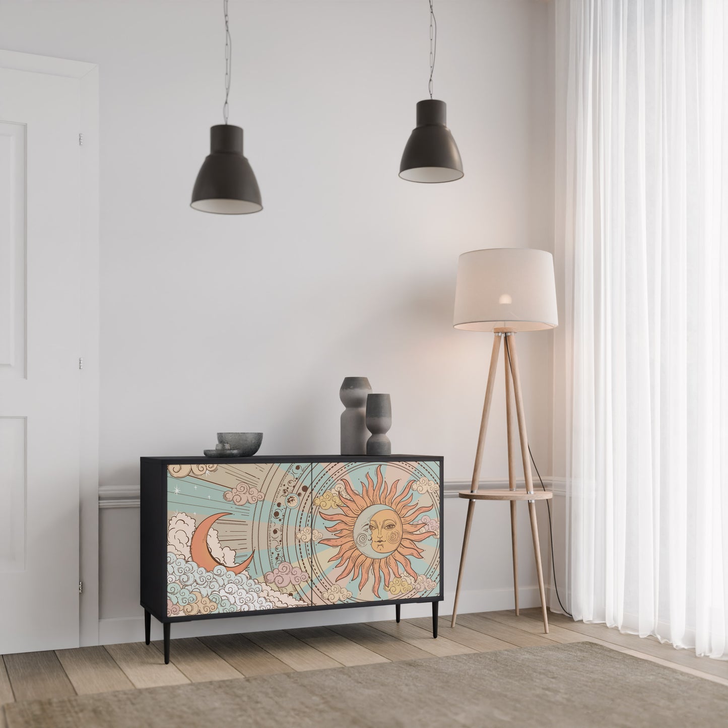 MYSTICAL STRUCTURE 2-Door Sideboard in Black Finish