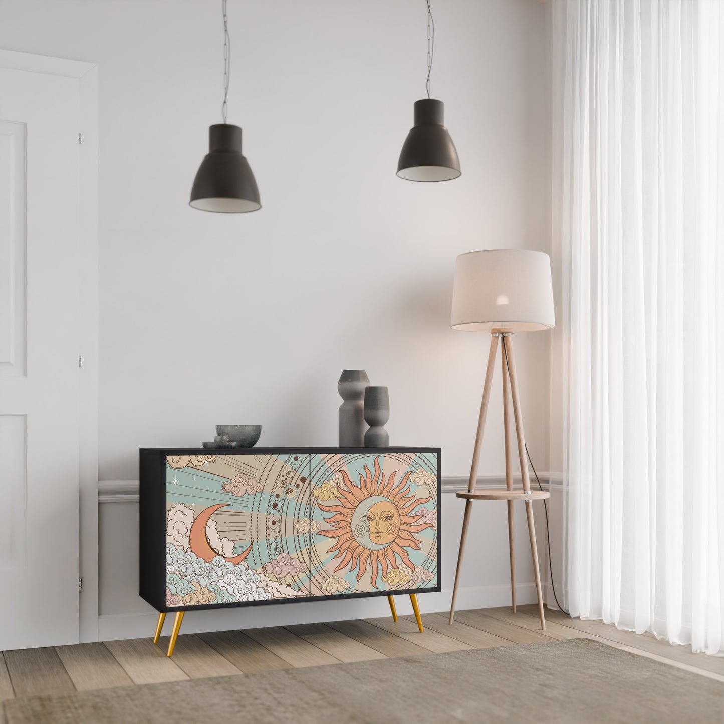 MYSTICAL STRUCTURE 2-Door Sideboard in Black Finish