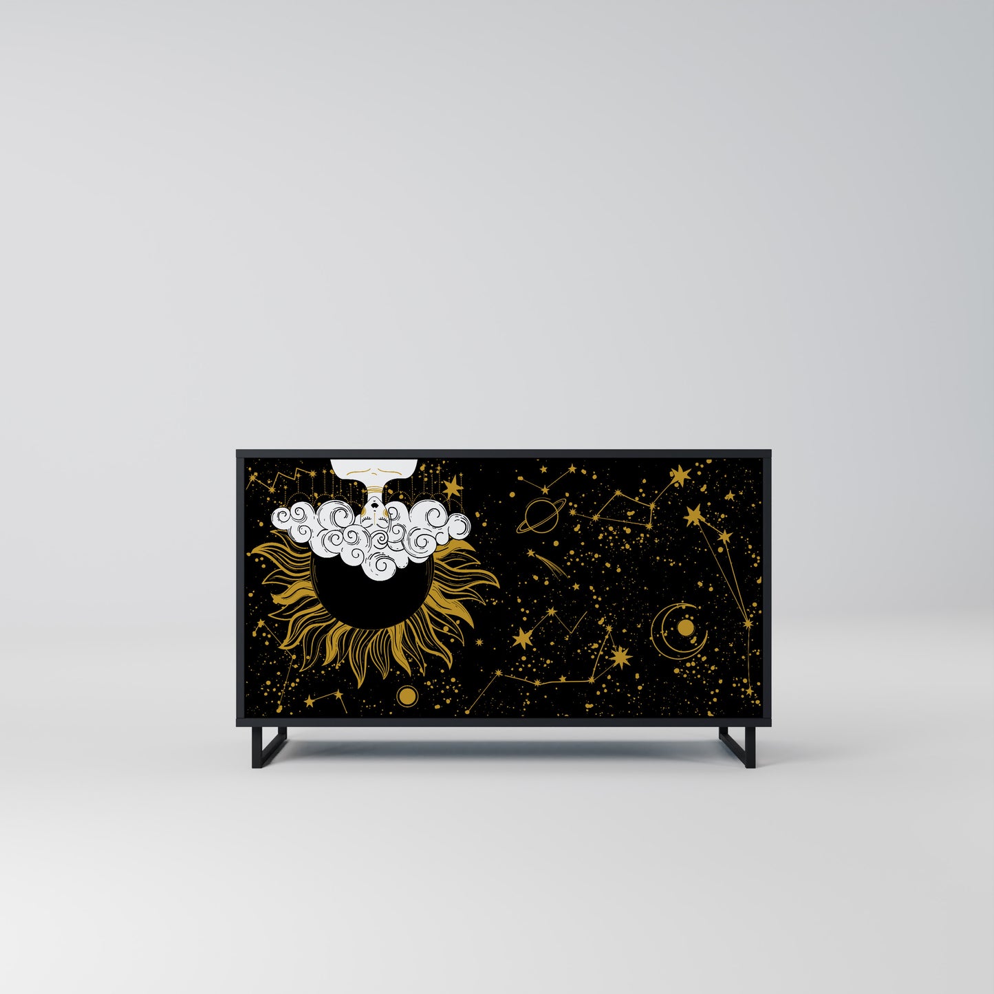 STELLAR CONSTELLATIONS 2-dörrars skänk i svart finish
