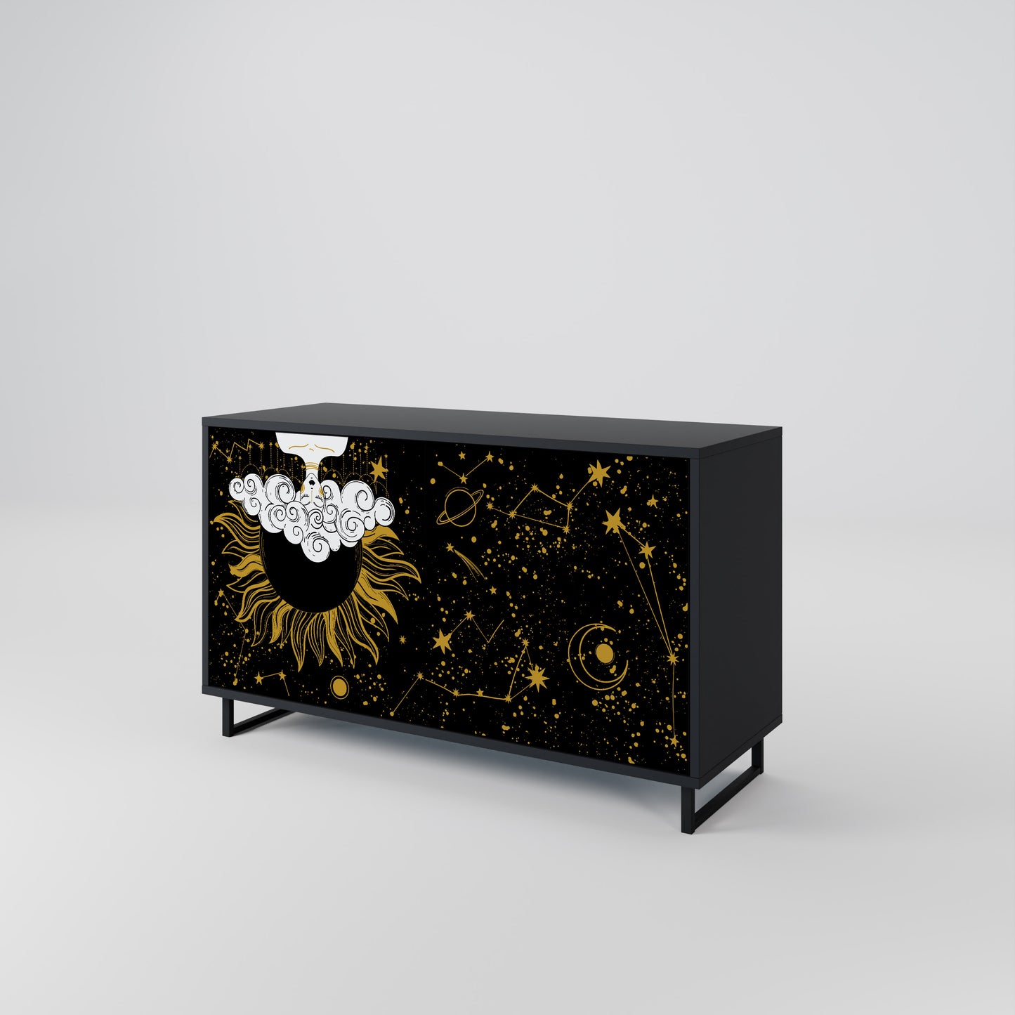 STELLAR CONSTELLATIONS 2-dörrars skänk i svart finish